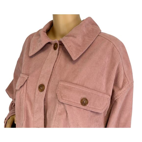 Avec Les Filles x Anthropologie Corduroy Shacket Rose Pink Relaxed Size XL - Picture 9 of 12